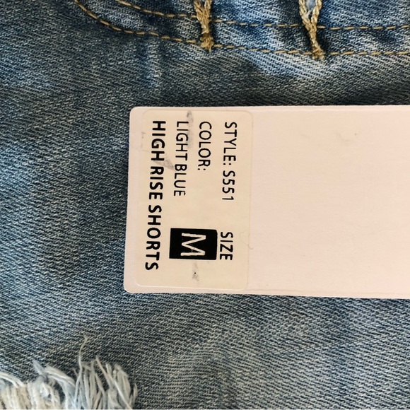 Hammer Jeans Denim Shorts - High Rise | Light Wash | Distressed | Frayed | Jean - Picture 5 of 7